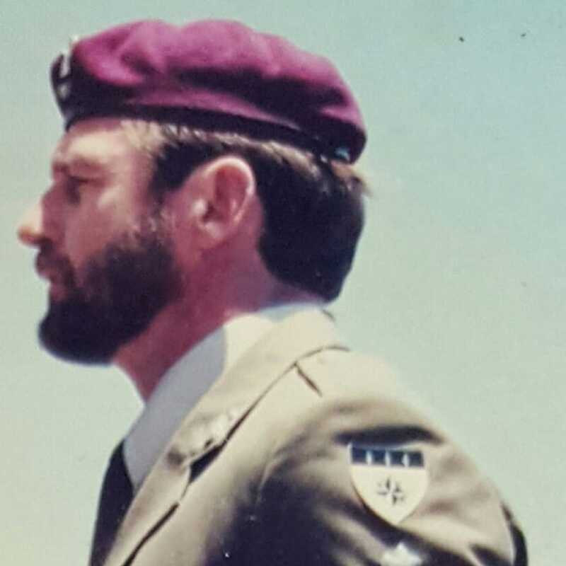 Mike West, maroon beret, regimental suit